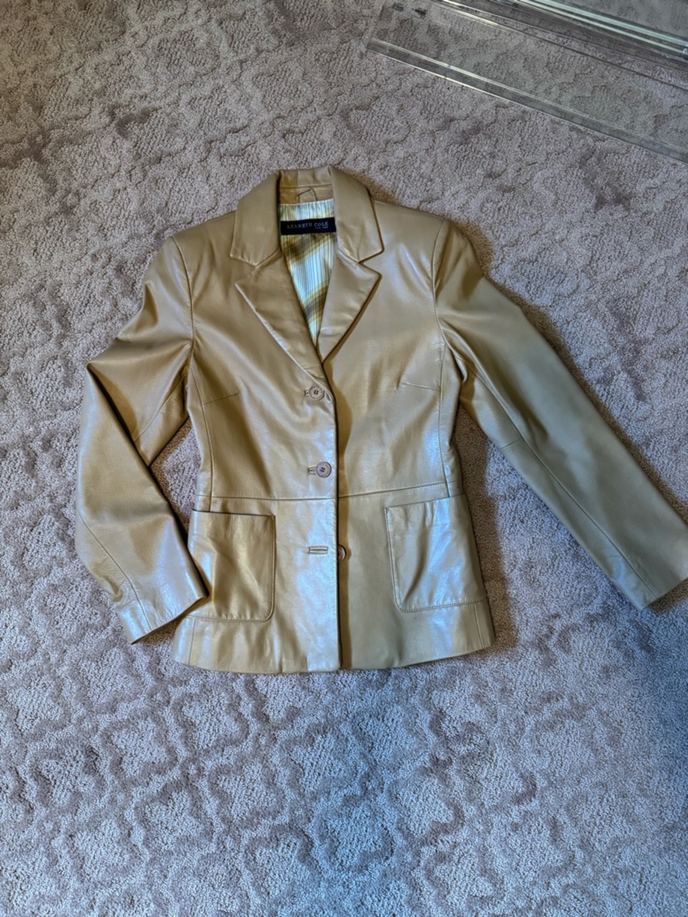 Kenneth Cole Women's Light Tan Leather Blazer